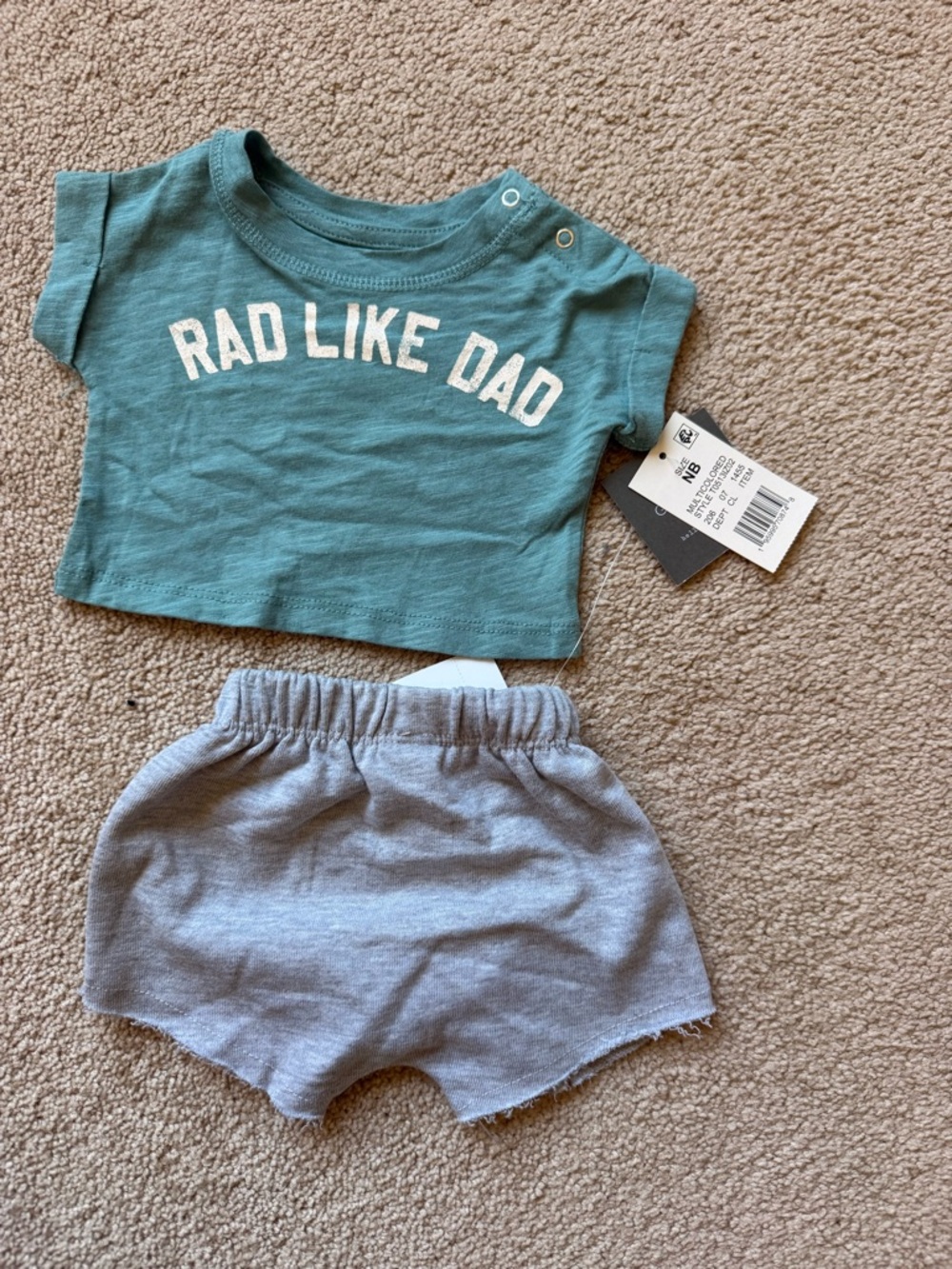Teal "Rad Like Dad" Tee and Gray Shorts Set